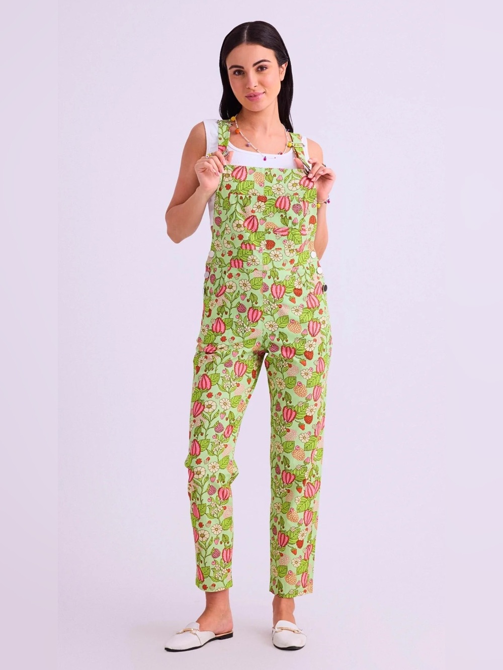 NWOT Wild & Pree Cotton Juno Spring Fling Overalls Medium. Light & adorable!